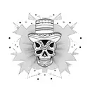 mexican skull with sombrero tattoo design idea