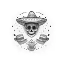 mexican skull with sombrero tattoo design idea