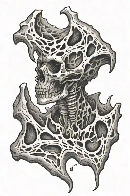 bone tearing through skin tattoo design idea