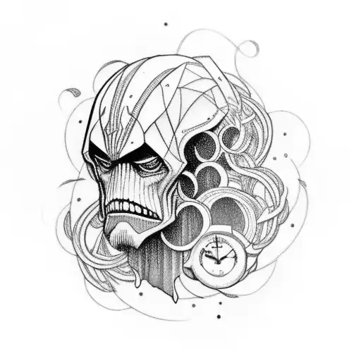 Kronos Titan in human form with a clock tattoo design idea