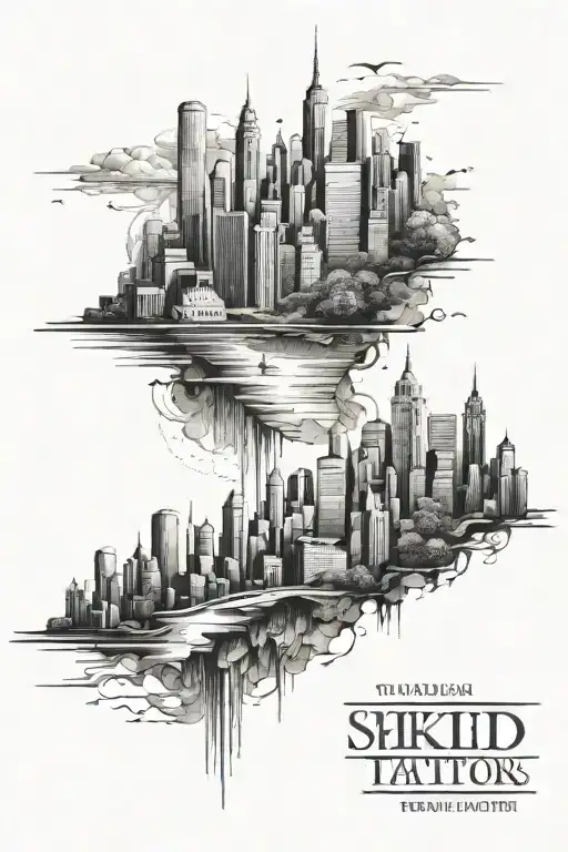 name date of birth city skyline tattoo design idea
