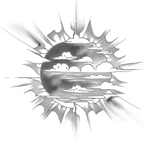 half sleeve philosophy artistic sun and clouds with meaning tattoo design idea