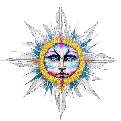 half sleeve philosophy artistic sun masculine tattoo design idea