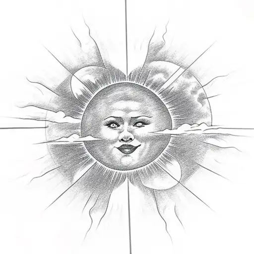 half sleeve philosophy artistic sun and clouds with meaning tattoo design idea