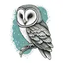 barn owl on teal background black tattoo design idea