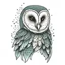 barn owl on teal background black tattoo design idea