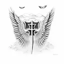 wings and cross tattoo design idea