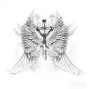 wings and cross tattoo design idea