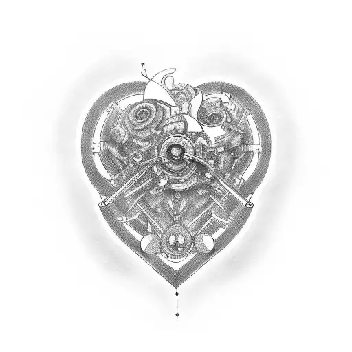 black mechanical heart tattoo design idea