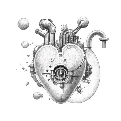 black mechanical heart tattoo design idea