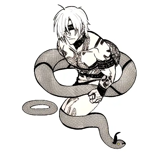 Snake chest tattoo with shading tattoo design idea