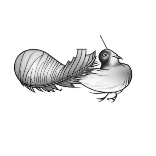 a feather arrow spared in flying birds tattoo design idea