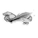 a feather arrow spared in flying birds tattoo design idea