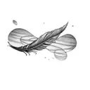 a feather arrow spared in flying birds tattoo design idea