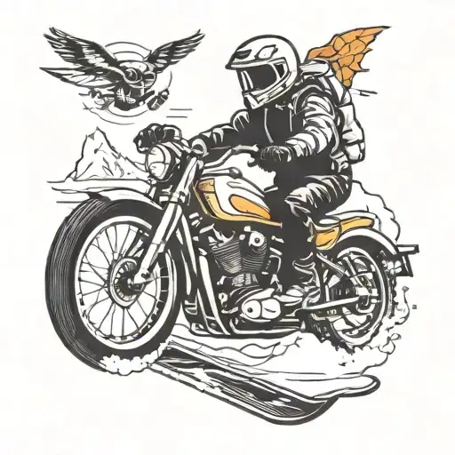 A tattoo design combining a motorcycle and a snowboard, symbolizing your love for both hobbies tattoo design idea
