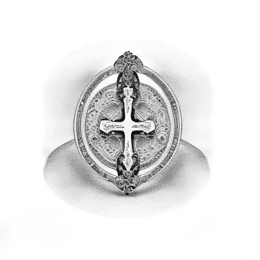 cross wedding ring and pacifier tattoo design idea