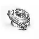 cross wedding ring and pacifier tattoo design idea