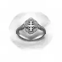cross wedding ring and pacifier tattoo design idea