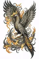 phoenix rising from flames tattoo design idea