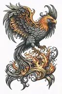 phoenix rising from flames tattoo design idea