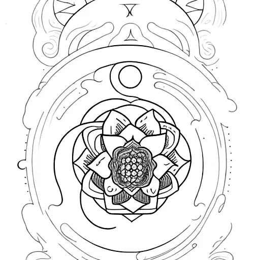 noah Kahan lyric with moon to top right and lotus flower to bottom right  tattoo design idea