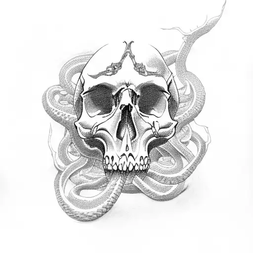 skull and snakes tattoo design idea