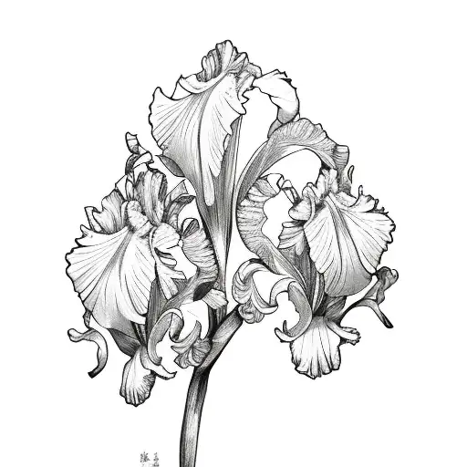 rampant lion iris flowers tattoo design idea