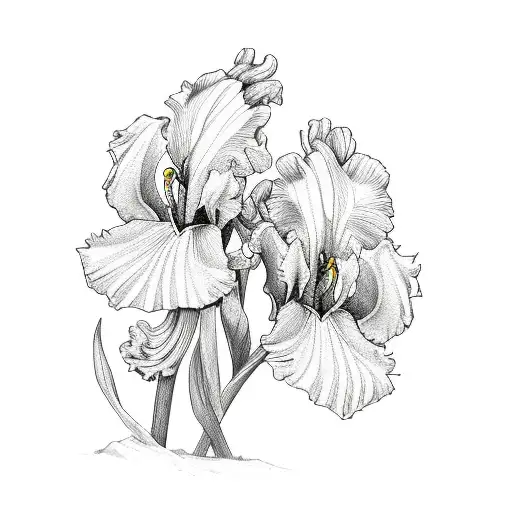 rampant lion iris flowers tattoo design idea