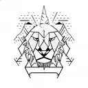 A minimalist tattoo of a lion's head with a striking lightning bolt running through it, symbolizing the client's intimidating presence and their power to overcome any obstacles. tattoo design idea