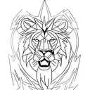 A minimalist tattoo of a lion's head with a striking lightning bolt running through it, symbolizing the client's intimidating presence and their power to overcome any obstacles. tattoo design idea