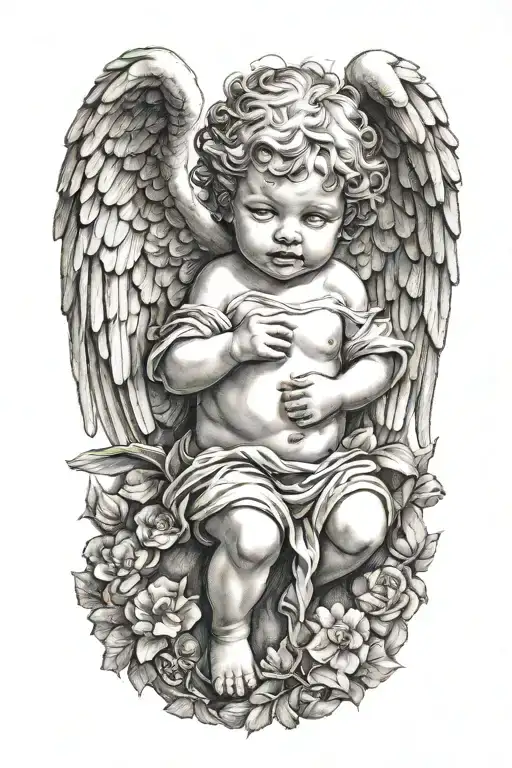 cherub angel tattoo design idea