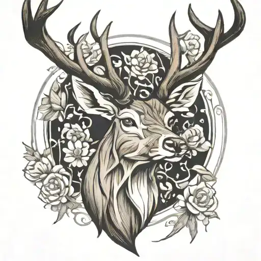 stag head tattoo design idea