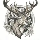 stag head tattoo design idea