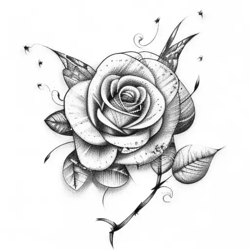butterfly roses barbed wire tattoo design idea