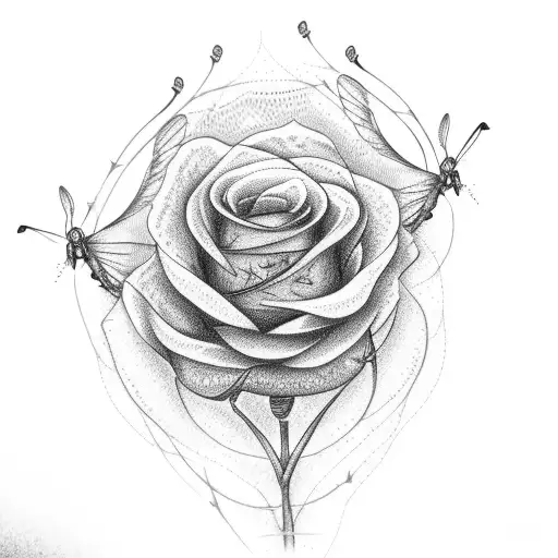 butterflys  barbed wire roses tattoo design idea