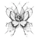 butterflys  barbed wire roses tattoo design idea