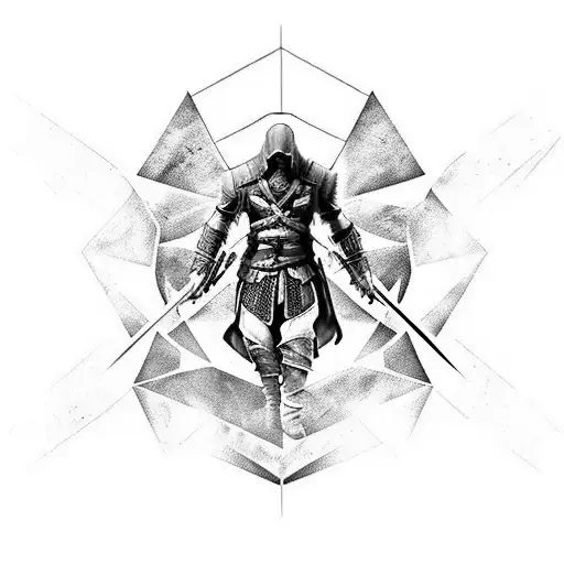 assasins creed and witcher logo combined tattoo design idea