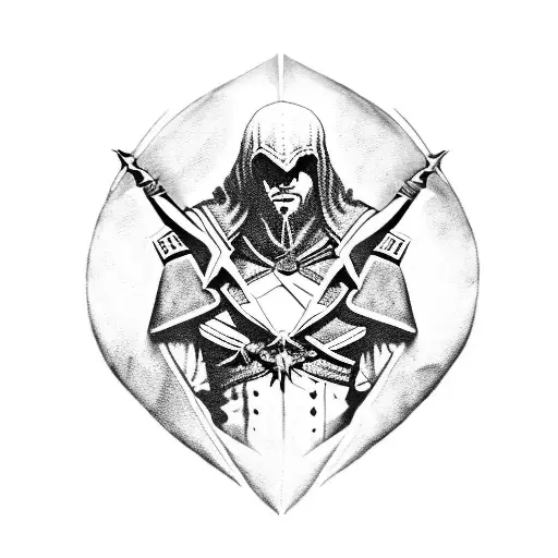 assasince creed and witcher tattoo design idea