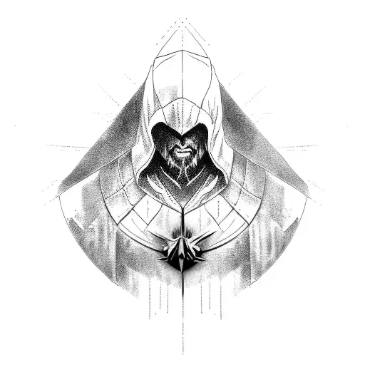 assasins creed and witcher combined tattoo design idea