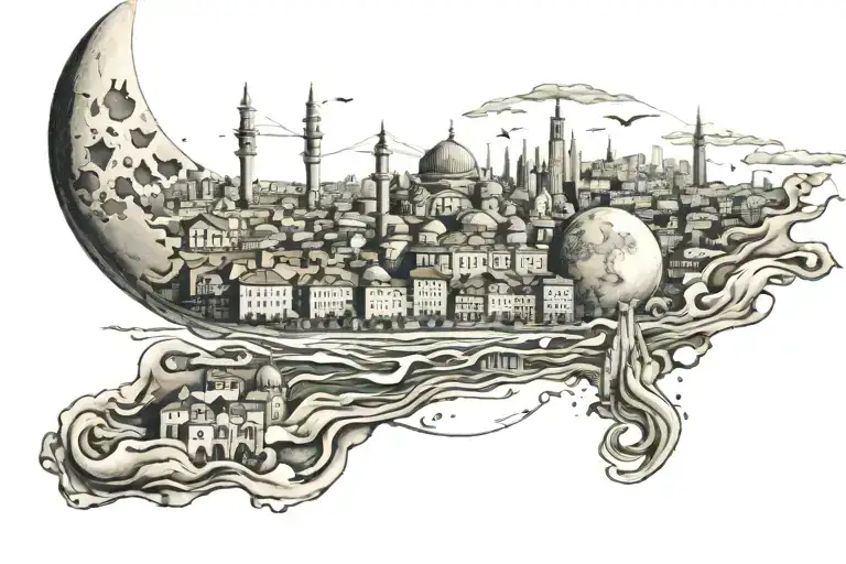 moon istanbul tattoo design idea