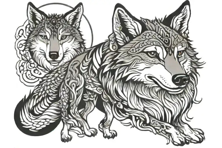 wolf moon istanbul tattoo design idea