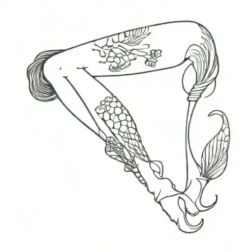 mermaid in boots listening rock music tattoo design idea