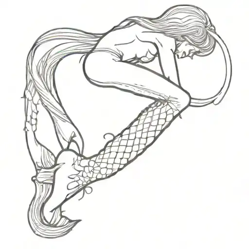 mermaid drowning in boots with hand rock sign out of the boot tattoo design idea