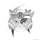 robotic samurai cat tattoo design idea