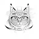 robotic samurai cat tattoo design idea