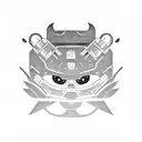 robotic samurai cat tattoo design idea