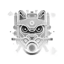 robotic samurai cat tattoo design idea