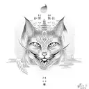  samurai cat tattoo design idea