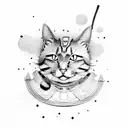  samurai cat tattoo design idea