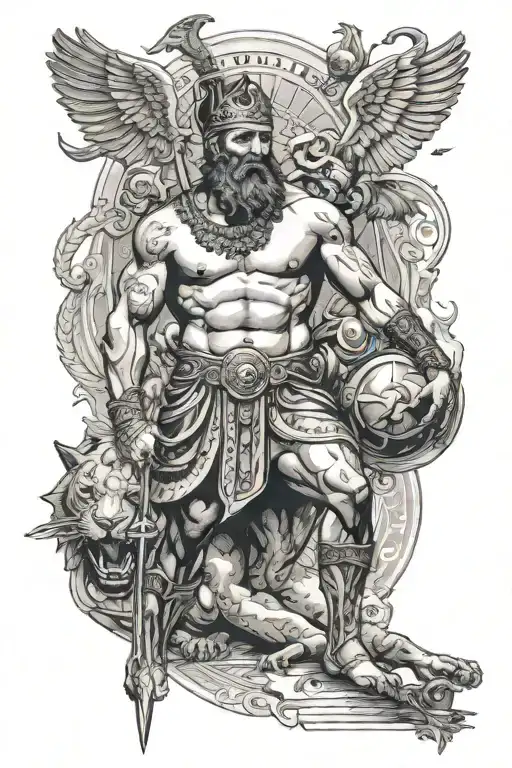 A tattoo on the entire leg, in the foreground stands Hannibal Barca in full growth, and in the background his army tattoo design idea